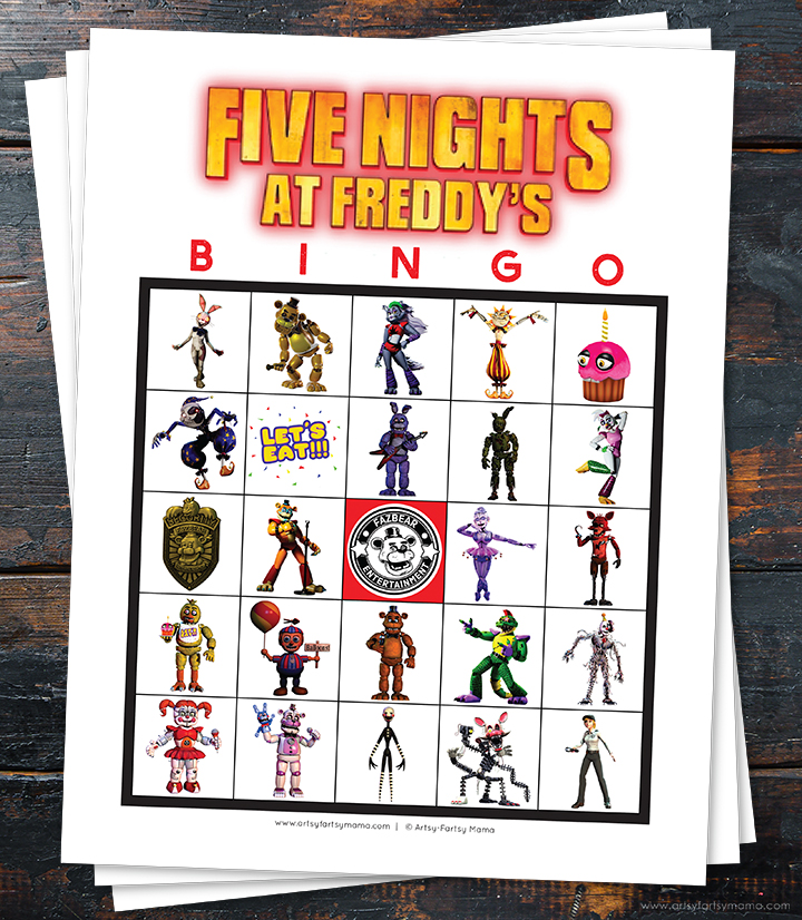 Free Printable Five Nights at Freddy's Bingo